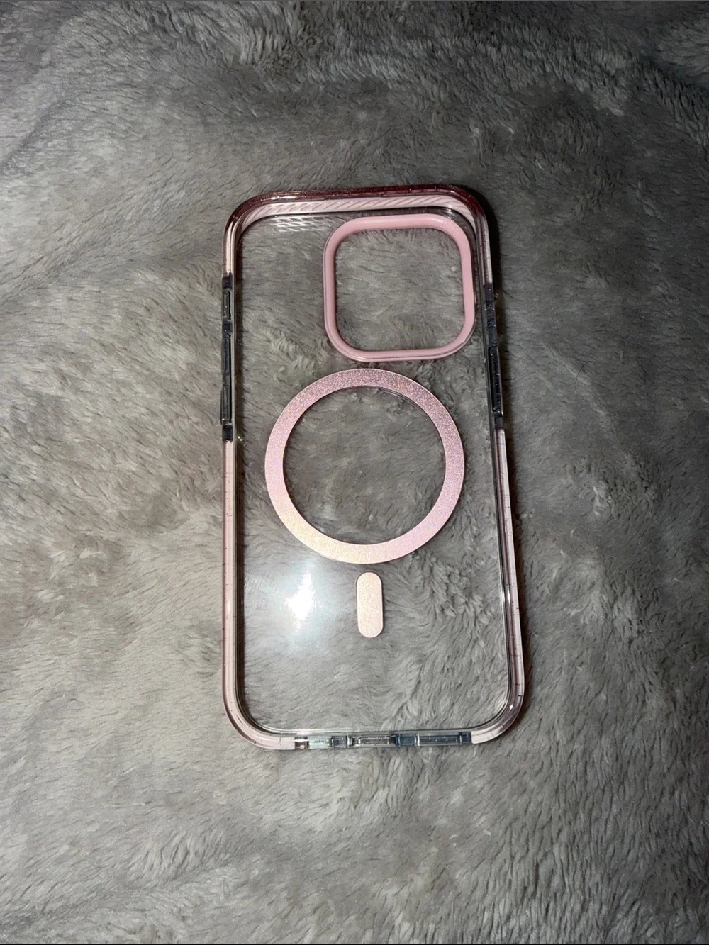 iPhone 15 Pro Case Clear Pink Magnetic Ring - Compatible Cell Phone Accessory